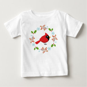 Cute Tecknad Red-kardinal med blommor T Shirt