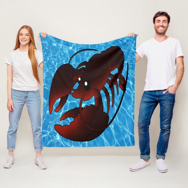 Cute Tecknad Red Lobster Fleecefilt (På plats)
