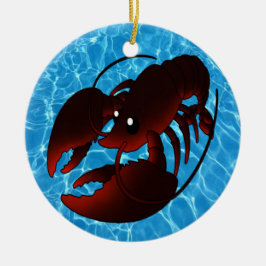 Cute Tecknad Red Lobster Julgransprydnad Keramik