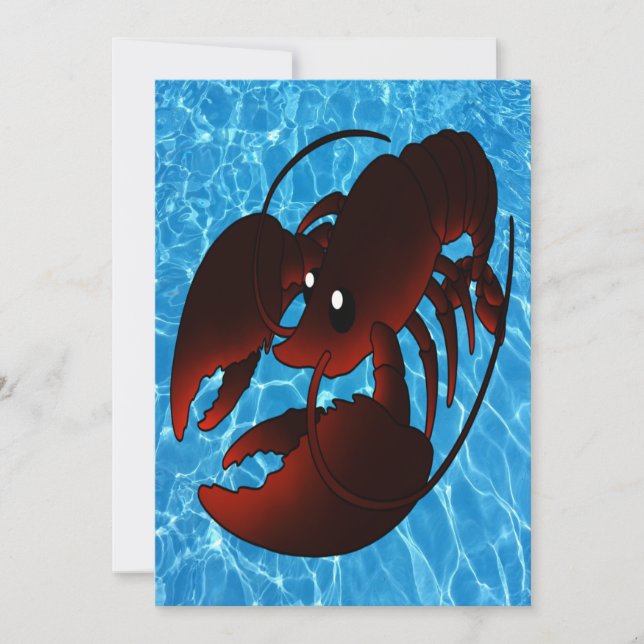 Cute Tecknad Red Lobster Kort (Framsida)