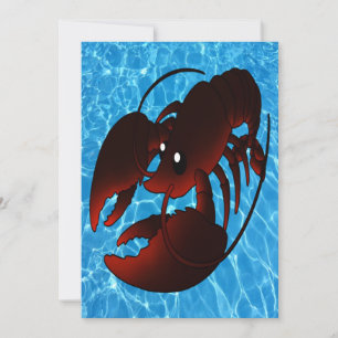 Cute Tecknad Red Lobster Kort