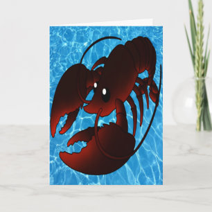 Cute Tecknad Red Lobster Kort
