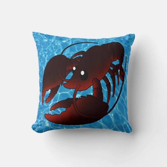 Cute Tecknad Red Lobster Kudde (Framsida)