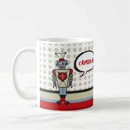 Cute Tecknad Red Robot Roligt Retro Leksak Childre Kaffemugg