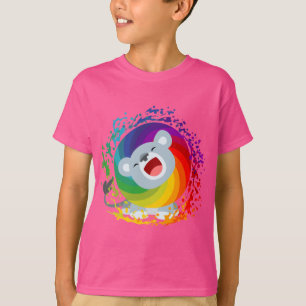 Cute Tecknad Regnbåge Vita Lejona barn T- Shirt T-shirt