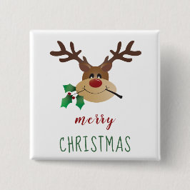 Cute Tecknad Reindee with Mistletoe Knapp