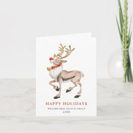Cute Tecknad Reindeer Corporate Hälsning Helgkort