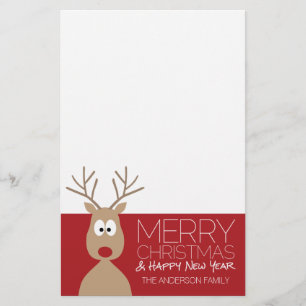 Cute Tecknad Reindeer - God jul Hälsning Brevpapper
