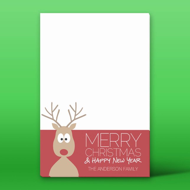 Cute Tecknad Reindeer - God jul Hälsning Post-it Block (Custom Post-It Notes)