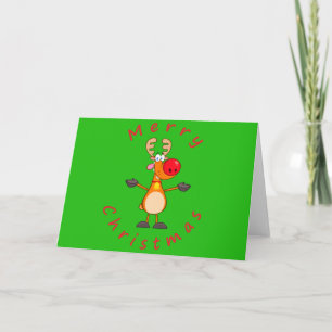 Cute Tecknad Reindeer jul Helgkort