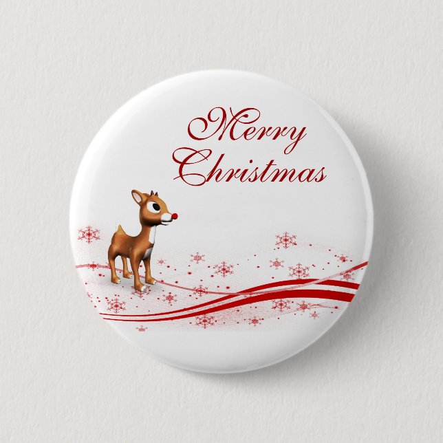 Cute Tecknad Reindeer jul Knapp (Framsida)