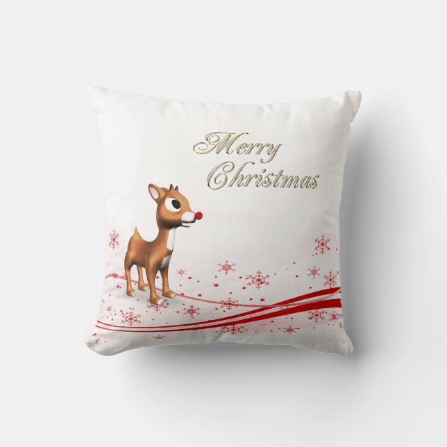 Cute Tecknad Reindeer jul Kudde (Framsida)