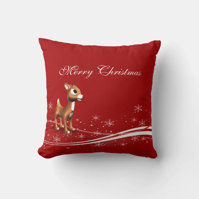 Cute Tecknad Reindeer jul Kudde (Framsida)