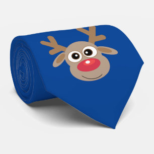 Cute Tecknad Reindeer jul Roligt Blue Slips