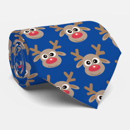 Cute Tecknad Reindeer Mönster jul Roligt Blue Slips