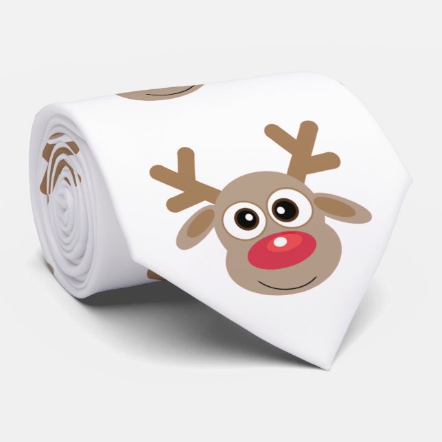 Cute Tecknad Reindeer Mönster jul Roligt White Slips (Rullad)