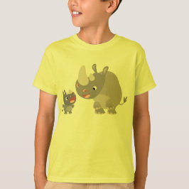 Cute Tecknad Rhino Baby & Big Rhino Kids T-Shirt