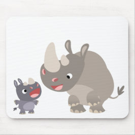 Cute Tecknad Rhino Baby & Big Rhino Mousepad Musmatta