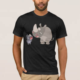 Cute Tecknad Rhino Baby och Big Rhino T-Shirt