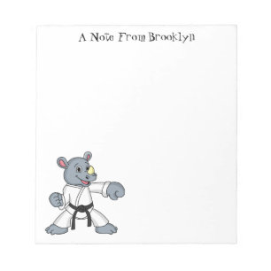 Cute tecknad rhino kung fu anteckningsblock
