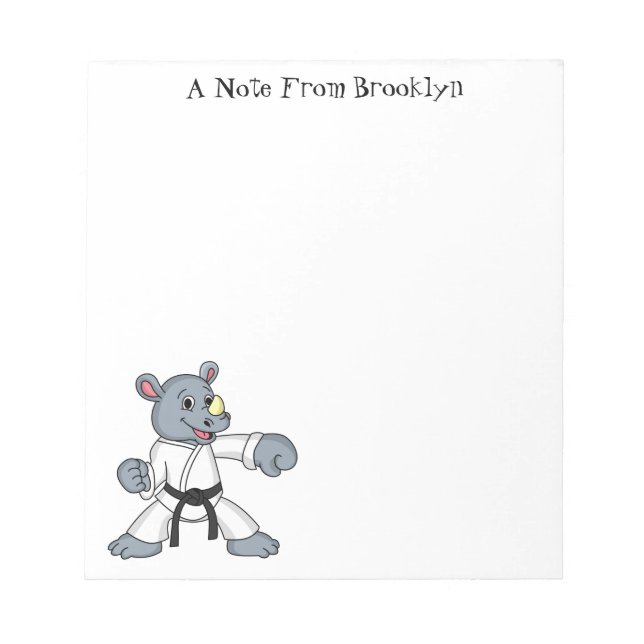 Cute tecknad rhino kung fu anteckningsblock (Framsida)