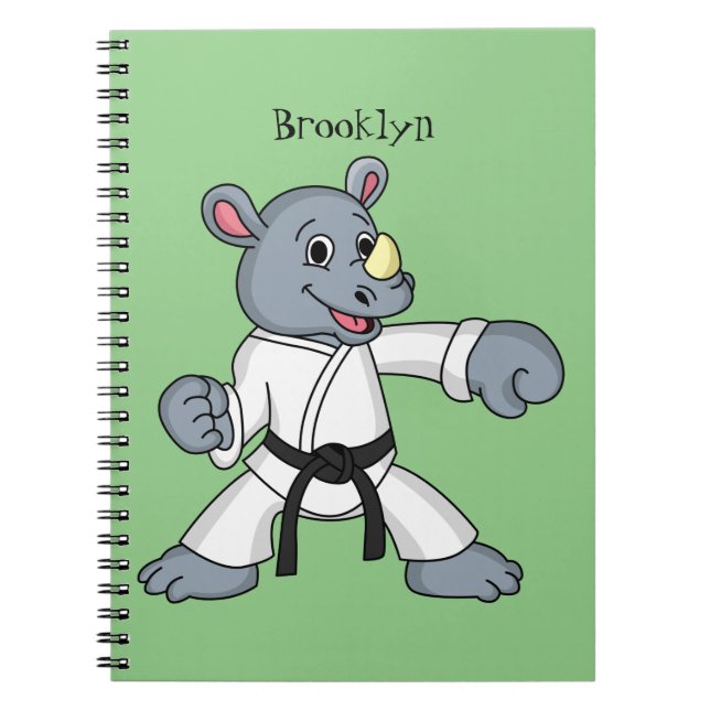 Cute tecknad rhino kung fu anteckningsbok (Framsidan)
