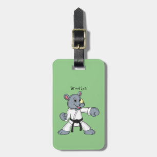 Cute tecknad rhino kung fu bagagebricka