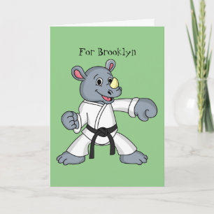 Cute tecknad rhino kung fu kort