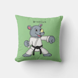 Cute tecknad rhino kung fu kudde
