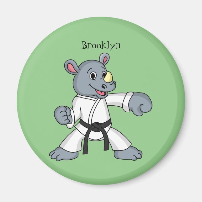 Cute tecknad rhino kung fu magnet (Framsidan)