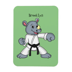 Cute tecknad rhino kung fu magnet