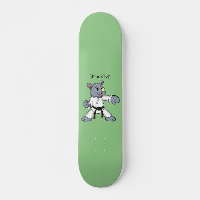 Cute tecknad rhino kung fu mini skateboard bräda 18,5 cm (Framsida)