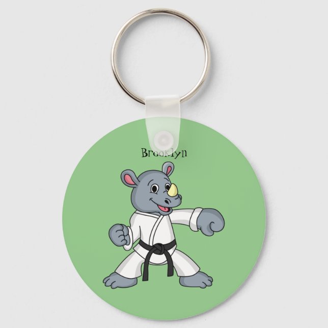 Cute tecknad rhino kung fu nyckelring (Framsida)