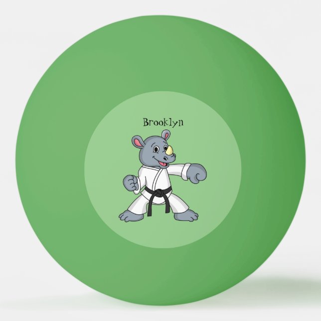 Cute tecknad rhino kung fu pingisboll (Framsidan)