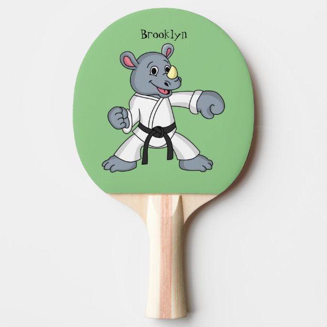 Cute tecknad rhino kung fu pingisracket (Framsidan)