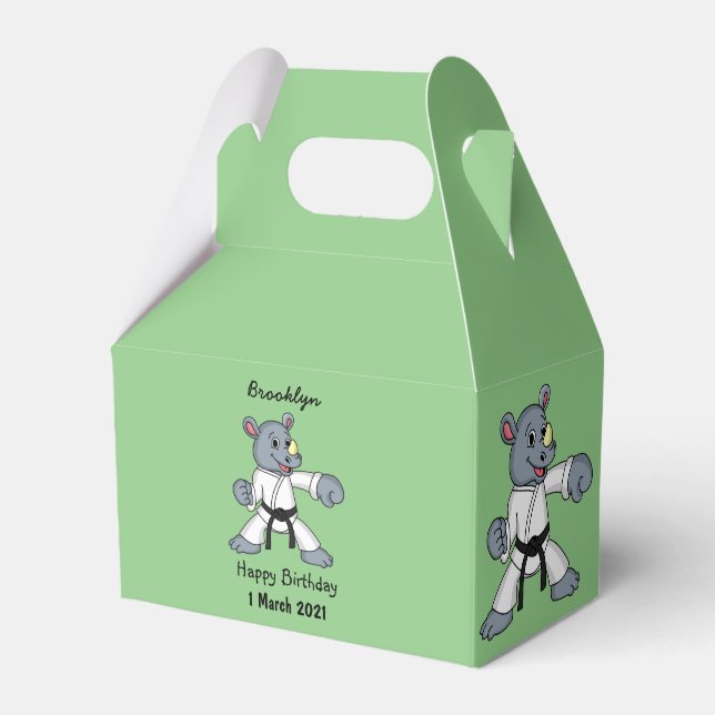 Cute tecknad rhino kung fu presentaskar (Framsidan Sidan)