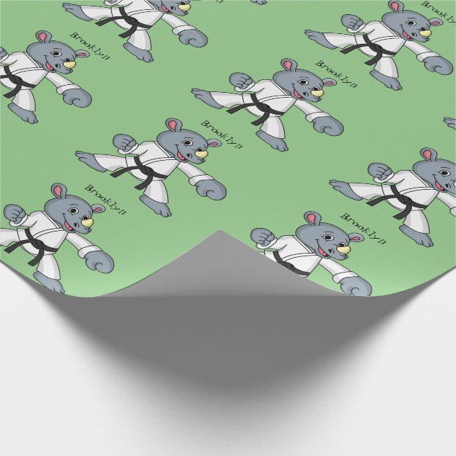 Cute tecknad rhino kung fu presentpapper (Hörn)