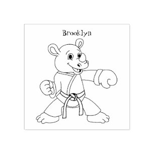 Cute tecknad rhino kung fu stämpel