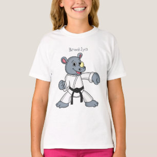 Cute tecknad rhino kung fu t shirt
