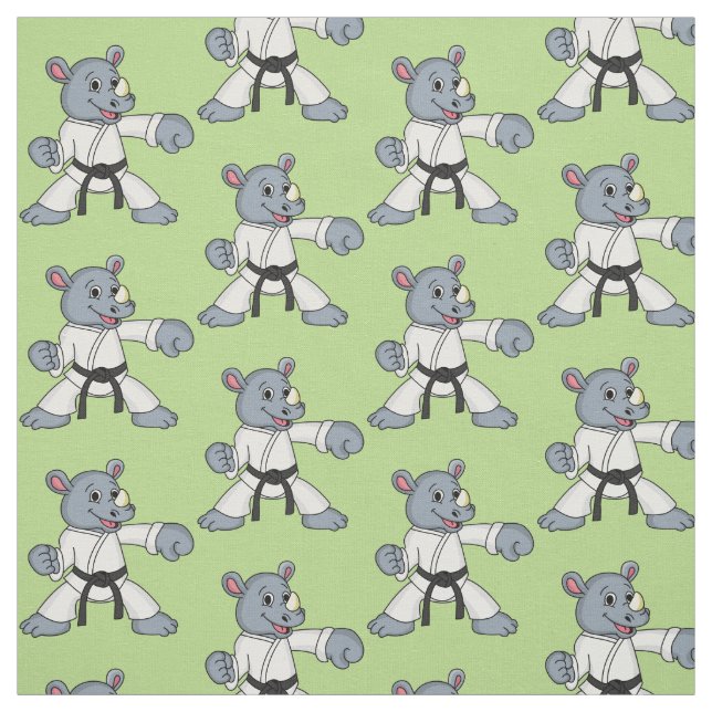 Cute tecknad rhino kung fu tyg (Provkarta)