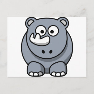 Cute Tecknad Rhino Vykort