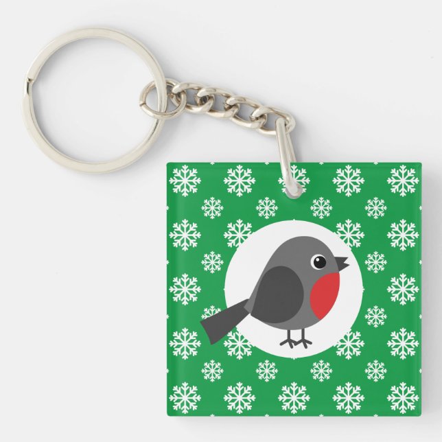 Cute Tecknad Robin med Snöflingor (Framsidan)