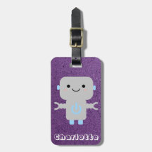 Cute Tecknad Robot Lila med Namn