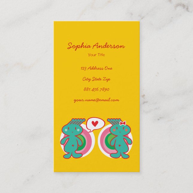 Cute Tecknad Roligt Sweet Funny Funky Visitkort (Framsida)