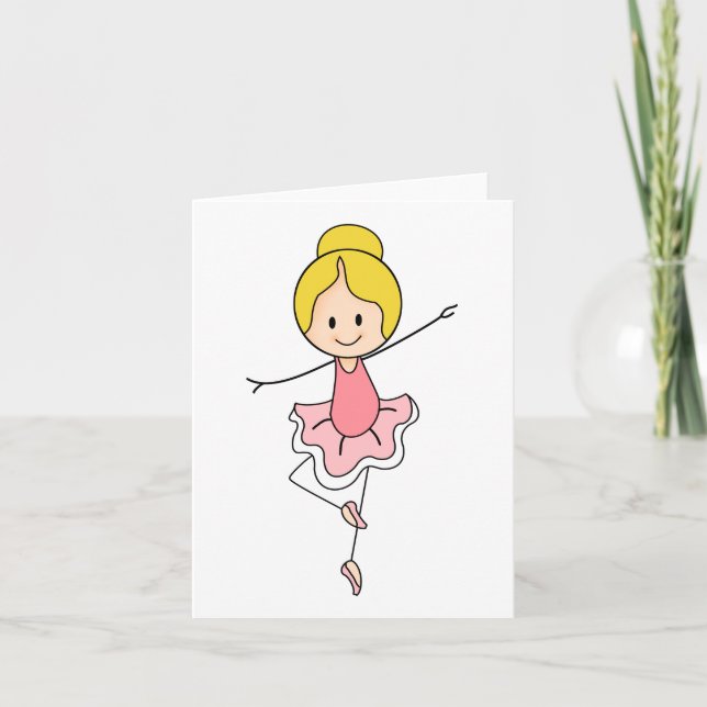 Cute Tecknad Rosa Ballerina Generic Valfri Använda Kort (Framsida)