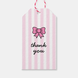 Cute Tecknad Rosa Bow Tack Presentetikett