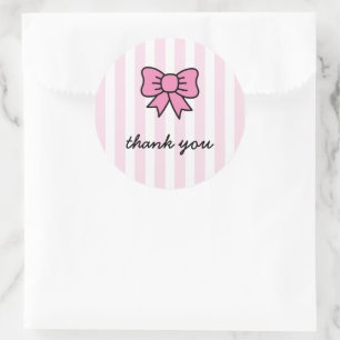 Cute Tecknad Rosa Bow Tack Runt Klistermärke