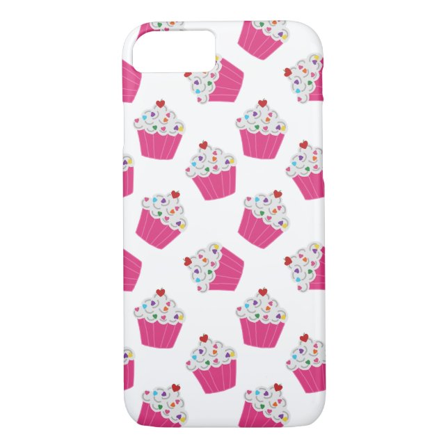 Cute Tecknad Rosa Cuptårta Sprinkles Mönster Case-Mate iPhone Skal (Baksida)