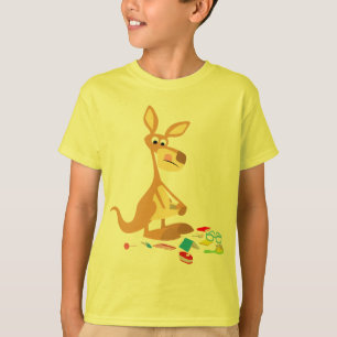 Cute Tecknad Rummaging Kangaroo Children T-Shirt