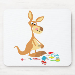 Cute Tecknad Rummaging Kangaroo Mousepad Musmatta